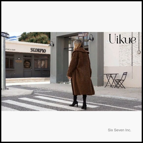 Faux Fur Oversized Double-Breasted Long Coat with Pockets - Picture 7 of 7